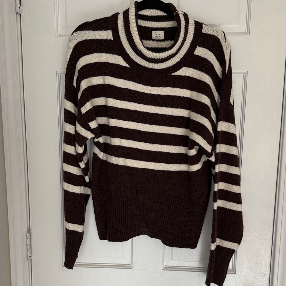 a new day Brown and Cream Striped Sweater